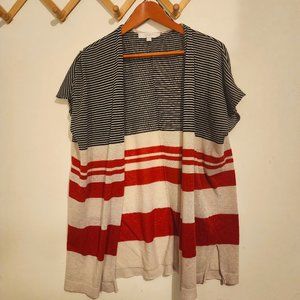 Loft red, white and blue striped open cardigan